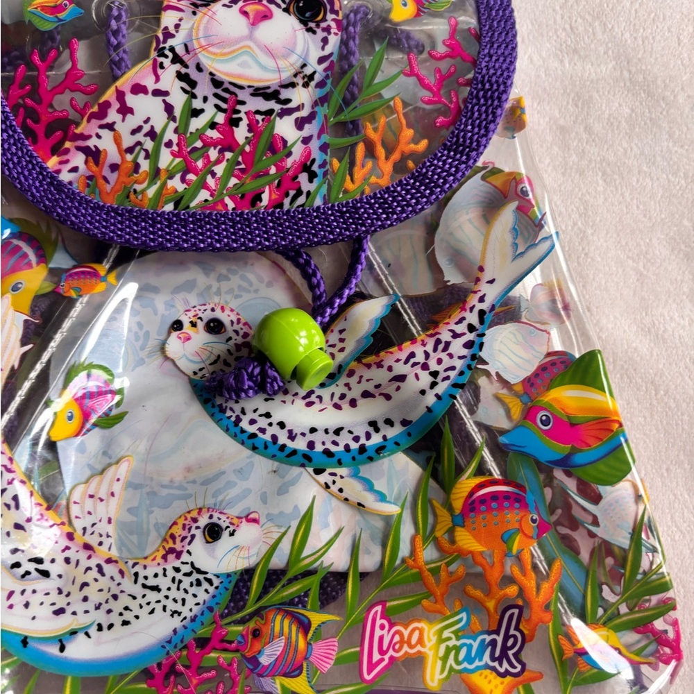 Vintage RARE Lisa Frank Purple-Trim Clear Mini Backpack - Rainbow Reef - Picture 4 of 7